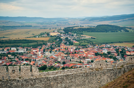 View from Spissky Hrad Castle on a Spisske Podhradie Town.の写真素材