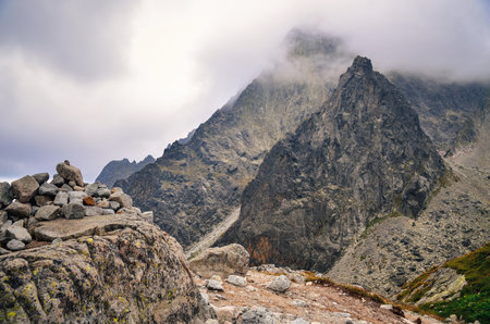 Summer mountain landscape in Slovak mountains. View of the mountain peaksin High Tatra, Slovakia.の写真素材
