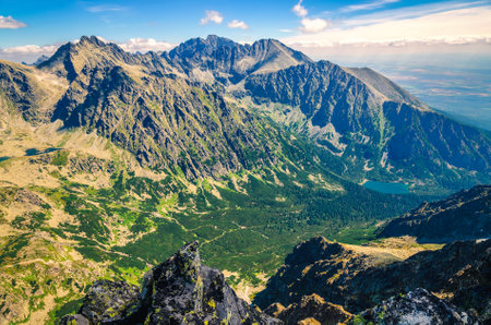 Summer mountain landscape in Slovak mountains. View of the beautiful valley in High Tatra, Slovakia.の写真素材