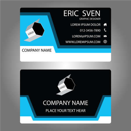 black white and blue business cardのイラスト素材