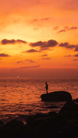 Abstract sunset beach sea. Bright color. Sunny yellow background.の写真素材