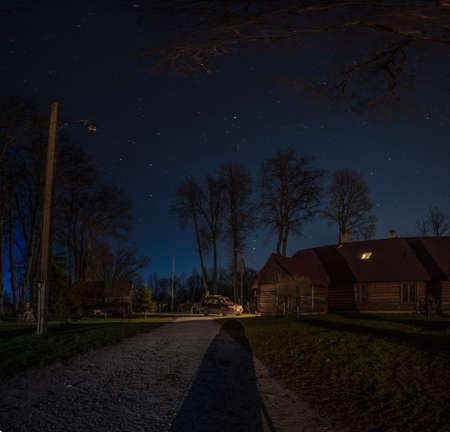 Night landscape water wooden, great design for any purposes. Night sky nature summer landscape. Summer vacation.の写真素材