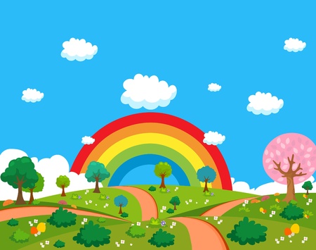 River and background landscapeのイラスト素材