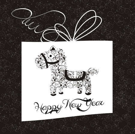  New Year greeting card with horse  Vector Illustrationのイラスト素材
