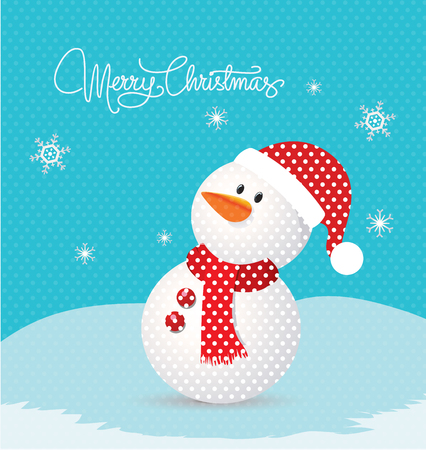 Merry christmas with snowman retroのイラスト素材