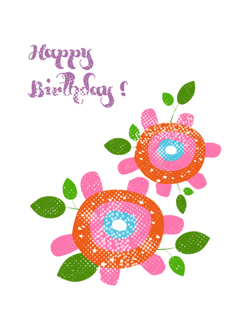  Happy birthday with flowerのイラスト素材