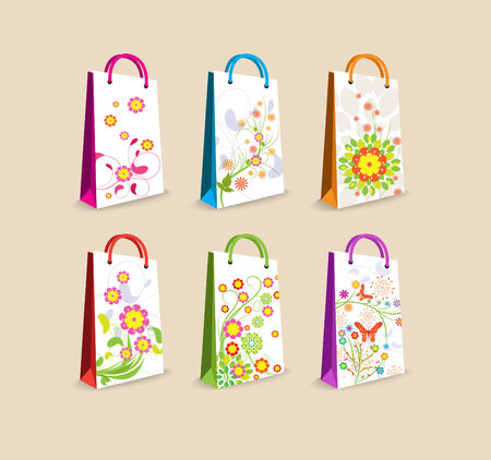 Shopping bags with trees patternのイラスト素材