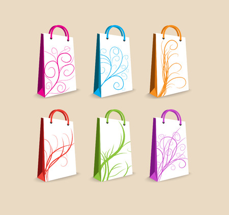 Shopping bags with trees patternのイラスト素材