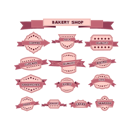 vintage bakery badges and labelsのイラスト素材