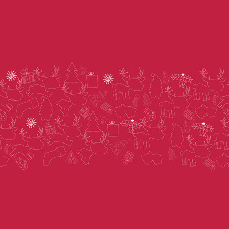 christmas line doodle seamless patternのイラスト素材