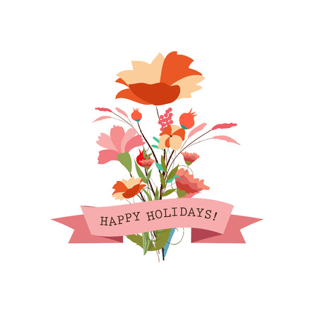 Cute floral bouquets in vintage styleのイラスト素材