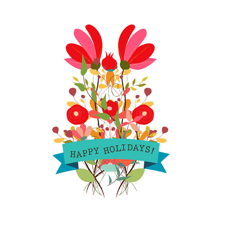 Cute floral bouquets in vintage styleのイラスト素材