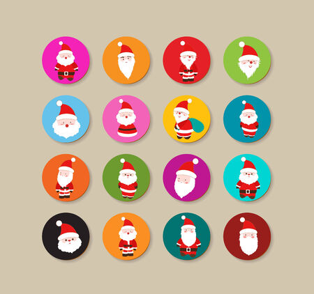 Collection Of santa claus christmas Labels And Iconsのイラスト素材