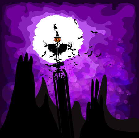 halloween background with scarecrowのイラスト素材