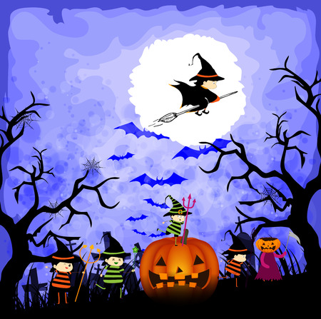 kids in halloween costumesのイラスト素材
