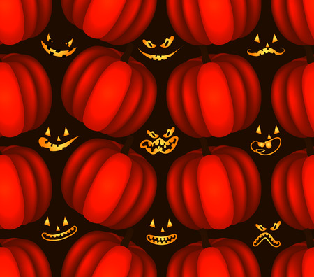 seamless pattern with ghost faces and pumpkinsのイラスト素材