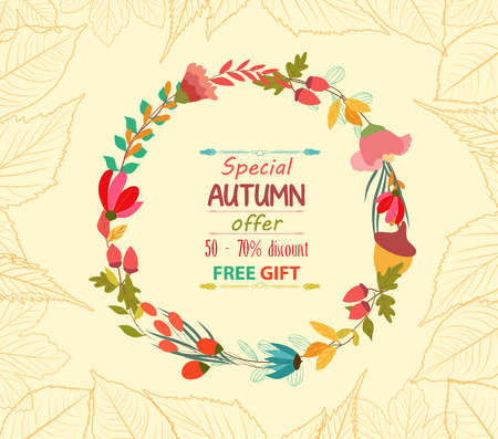 Autumn sale leaves background retroのイラスト素材