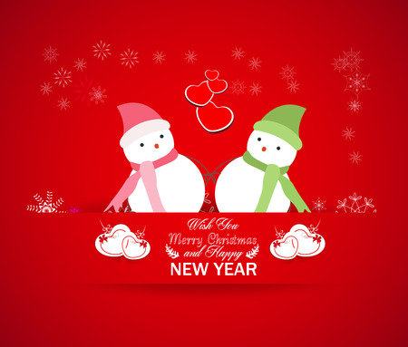 happy new year with snowmanのイラスト素材