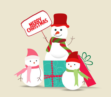 snowman family christmas cardのイラスト素材