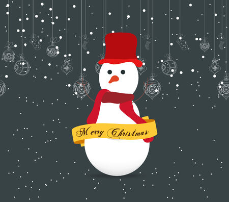 vintage christmas label with snowmanのイラスト素材