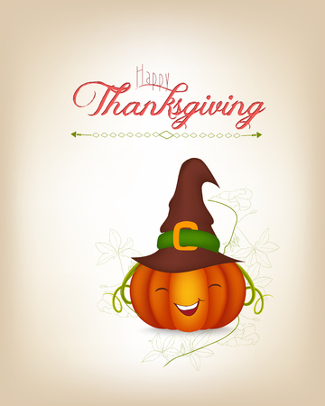 happy thankgiving with leaves greeting cardのイラスト素材