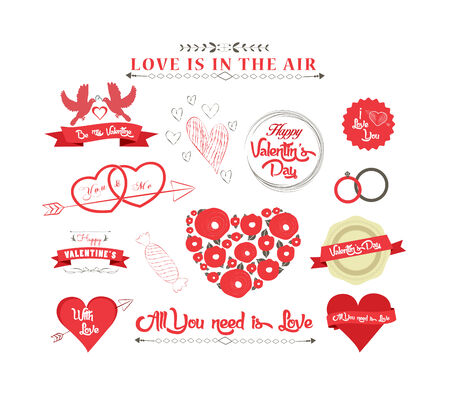 set of icons for Valentines day, Mothers day, wedding, love and romantic eventsのイラスト素材
