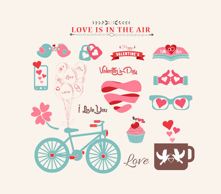 set of icons for Valentines day, Mothers day, wedding, love and romantic eventsのイラスト素材