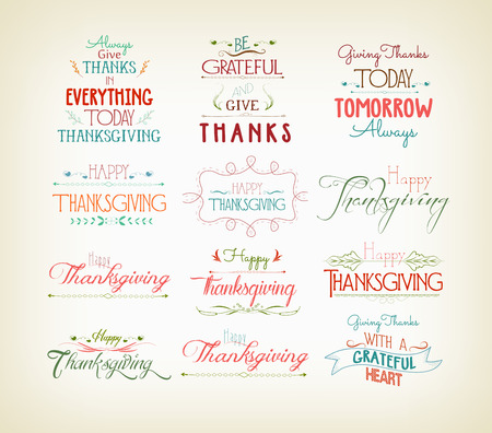 Vintage Typographic Thanksgiving Design Setのイラスト素材