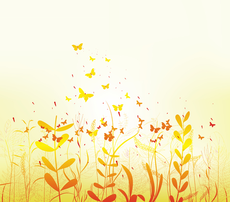 spring with colorful butterfliesのイラスト素材