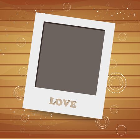 Blank instant photo on wood backgroundのイラスト素材