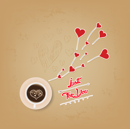 cup of coffee with heart valentines day greeting cardのイラスト素材
