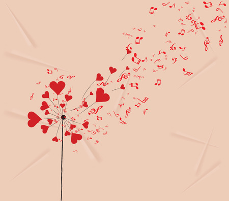 dandelions hearts and music valentines romantic backgroundのイラスト素材