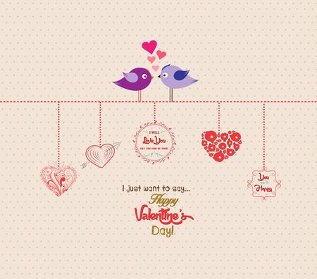 happy valentines day romantic couple birdのイラスト素材