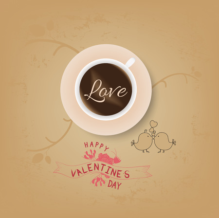 vintage valentines cup of coffee with loveのイラスト素材