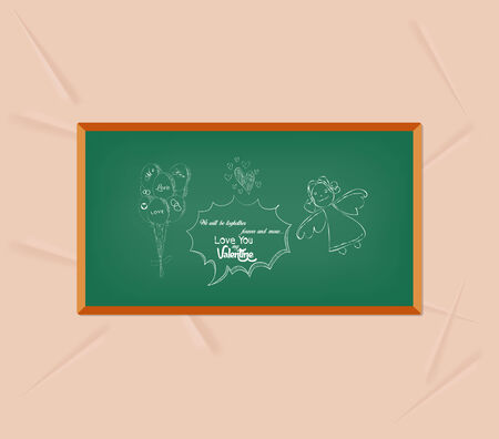 Board in a wooden frame with bubble for Valentine\'s dayのイラスト素材