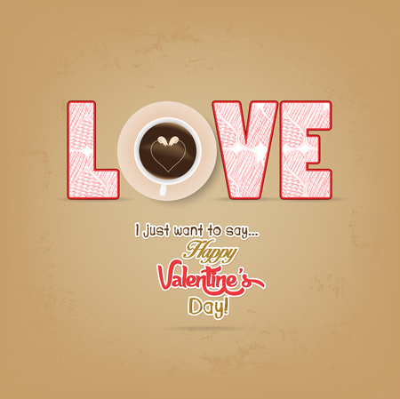 cup of coffee with heart valentines dayのイラスト素材
