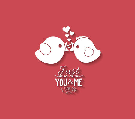 for you and for me valentines day with bird coupleのイラスト素材