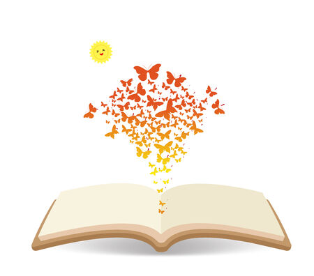 Spring with butterflies colorful in the bookのイラスト素材