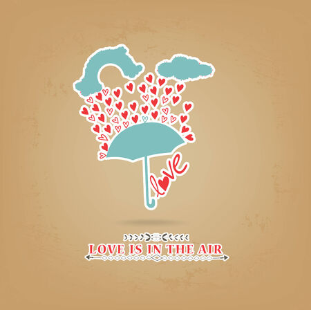 valentines day romantic with umbrella greeting cardのイラスト素材