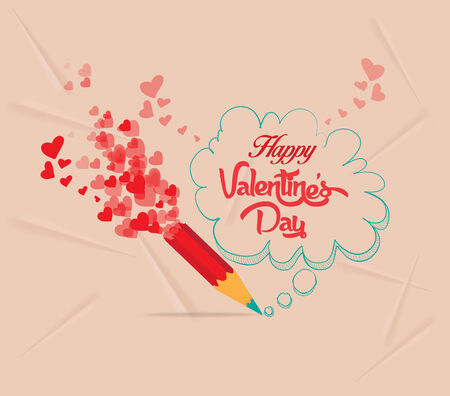 valentines day with pencil drawing bubble cardのイラスト素材