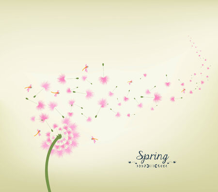 Blossom dandelions into spring vintageのイラスト素材