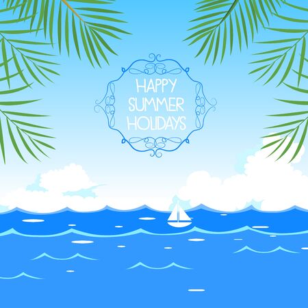 happy summer holidaysのイラスト素材
