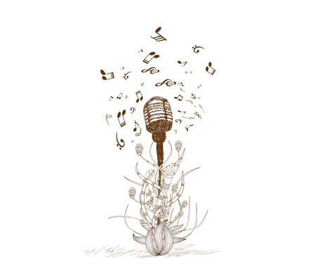 Beautiful doodle art microphoneのイラスト素材