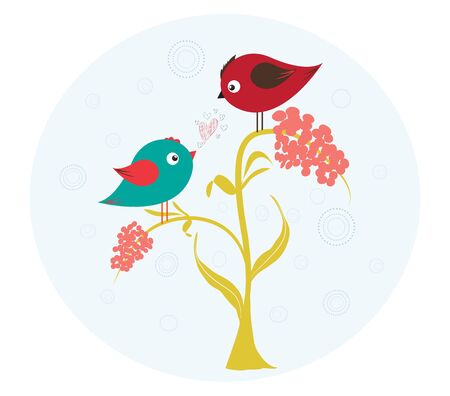 Birds on the flower in loveのイラスト素材
