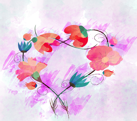 Watercolor painting, flowerの写真素材