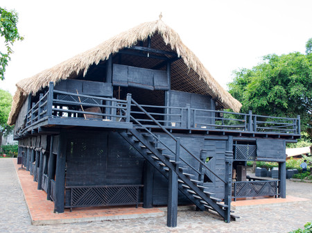 house of people at Daklak province, Vietnam. Houses usually make by woodのeditorial素材