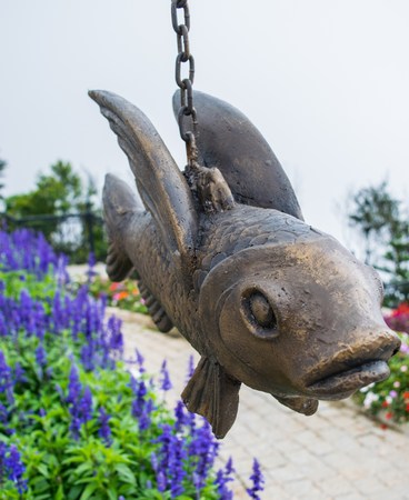 pottery shape fish made for fountainの写真素材