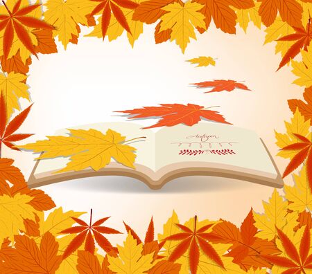Autumn leaves background in the bookのイラスト素材