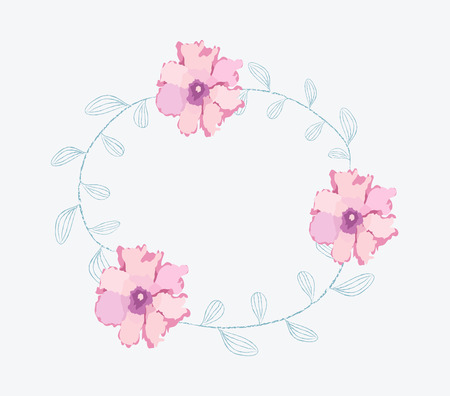Watercolor flowers frame templateのイラスト素材