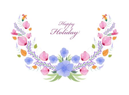 Hand Painted Floral Wreathのイラスト素材